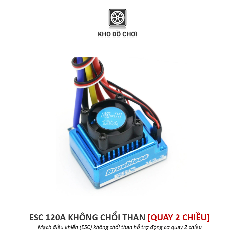 Mạch điều khiển ESC 120A không chổi than (Brushless) dùng cho xe, tàu RC 1/10, 1/12...