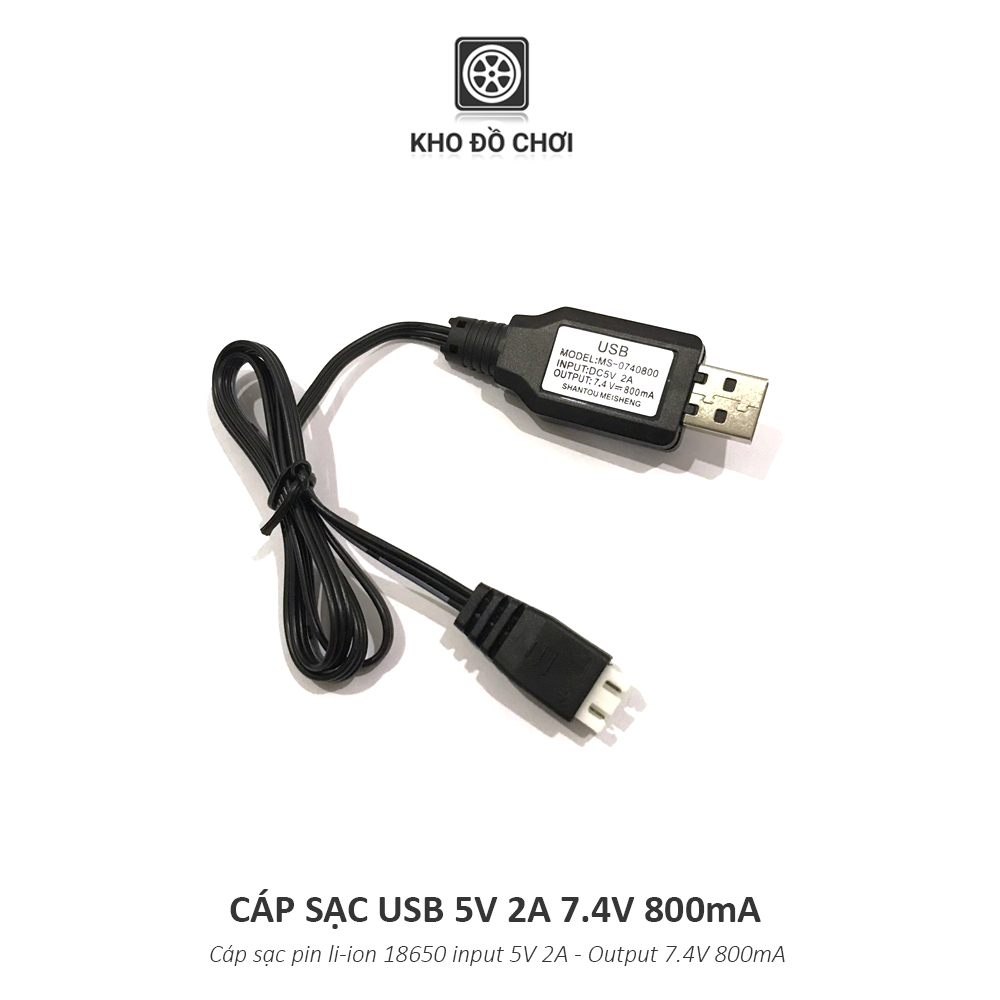 Cáp sạc cân bằng pin 18650 5V 1A, 2A 7.4V 800mA, 1000mA