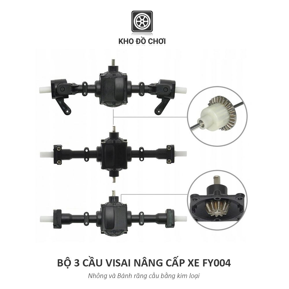 Bộ 3 cầu visai nâng cấp cho xe FY004 (Nhông + Bánh răng kim loại)