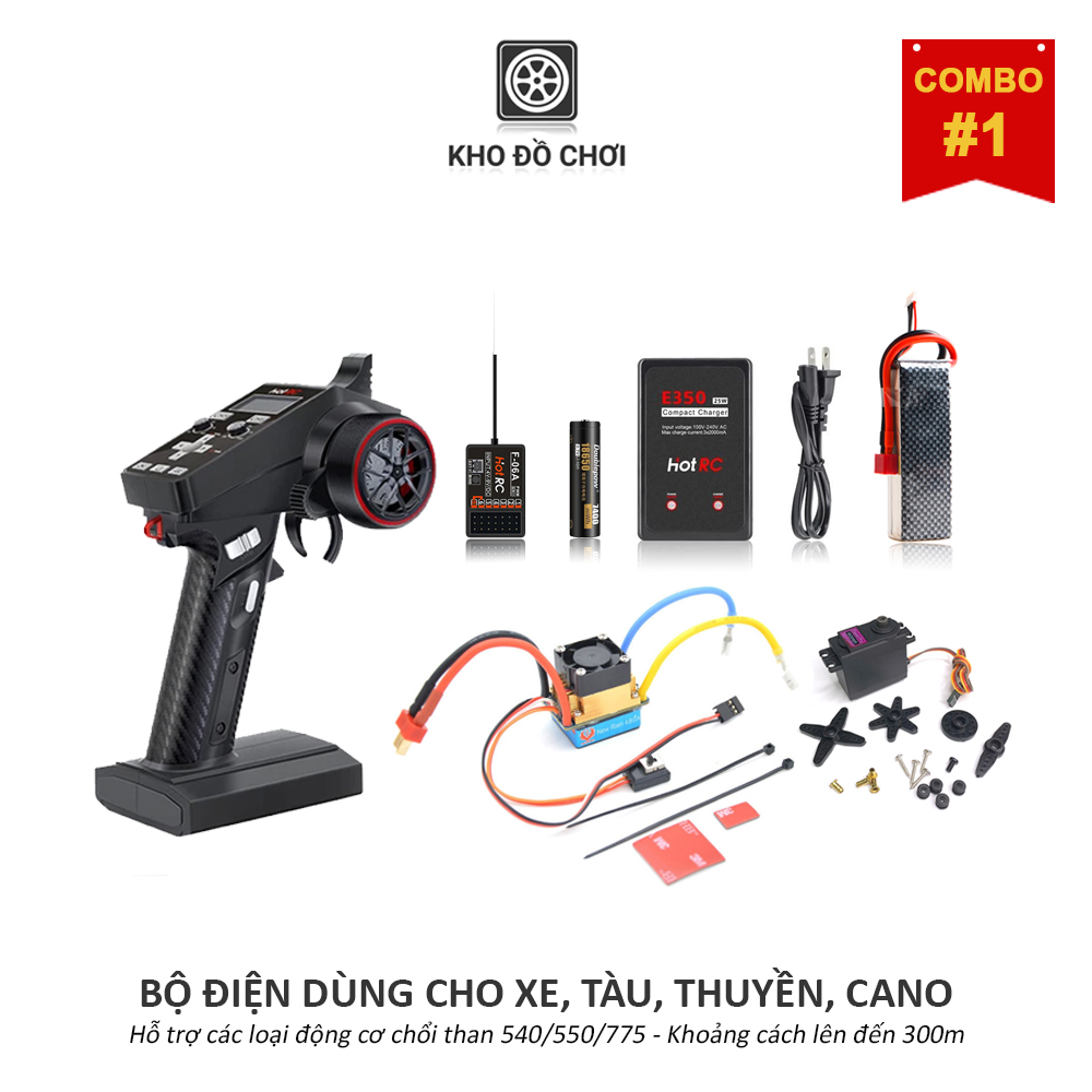 [COMBO] Bộ điện dùng cho xe, tàu, thuyền, cano (Hỗ trợ động chổi than 775 - khoảng cách lên đến 300m)