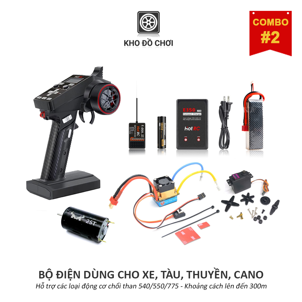 [COMBO] Bộ điện dùng cho xe, tàu, thuyền, cano (Hỗ trợ động chổi than 775 - khoảng cách lên đến 300m)