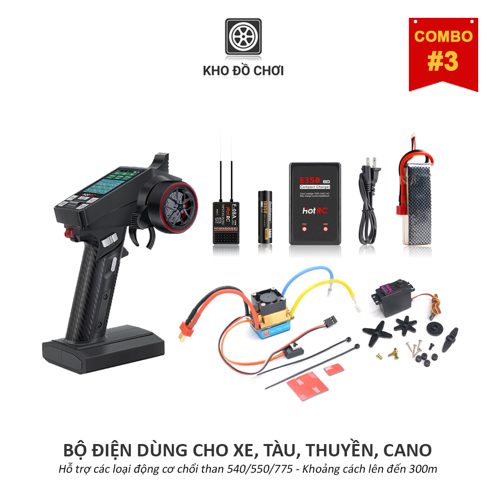 [COMBO] Bộ điện dùng cho xe, tàu, thuyền, cano (Hỗ trợ động chổi than 775 - khoảng cách lên đến 300m)