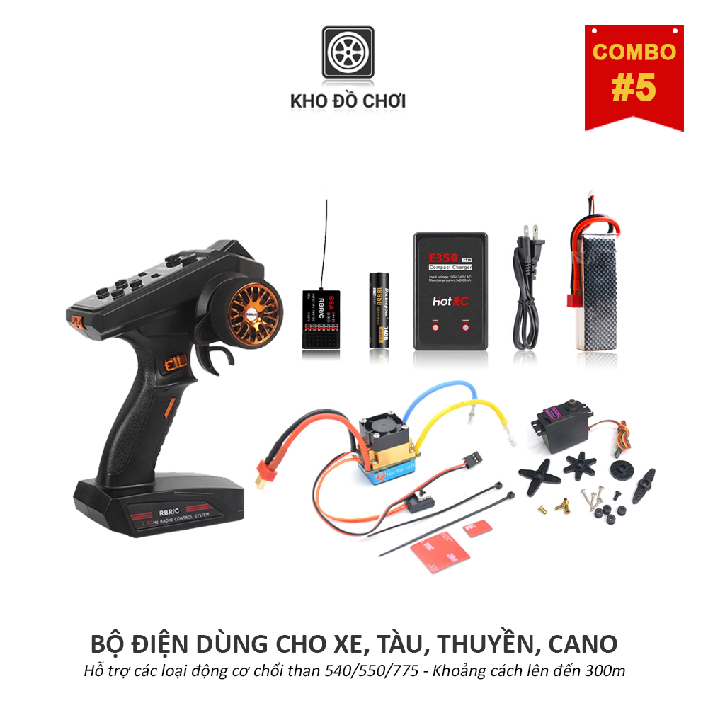 [COMBO] Bộ điện dùng cho xe, tàu, thuyền, cano (Hỗ trợ động chổi than 775 - khoảng cách lên đến 300m)