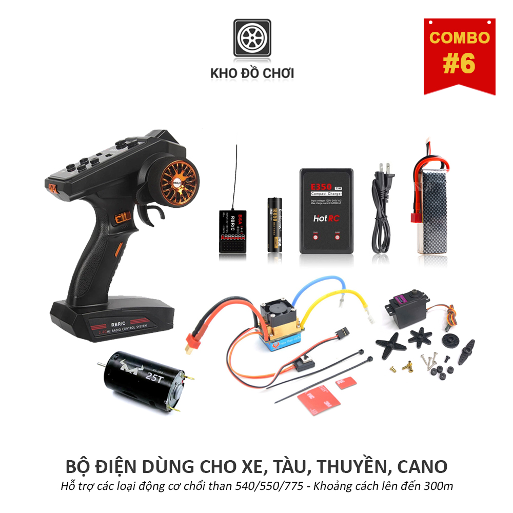 [COMBO] Bộ điện dùng cho xe, tàu, thuyền, cano (Hỗ trợ động chổi than 775 - khoảng cách lên đến 300m)