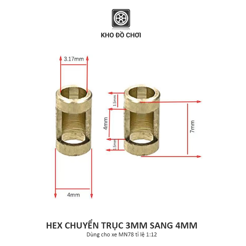 Hex chuyển trục 3MM sang 4MM dùng cho xe MN78 1:12