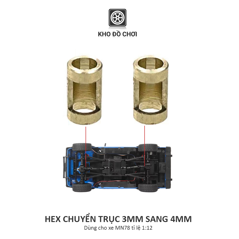 Hex chuyển trục 3MM sang 4MM dùng cho xe MN78 1:12