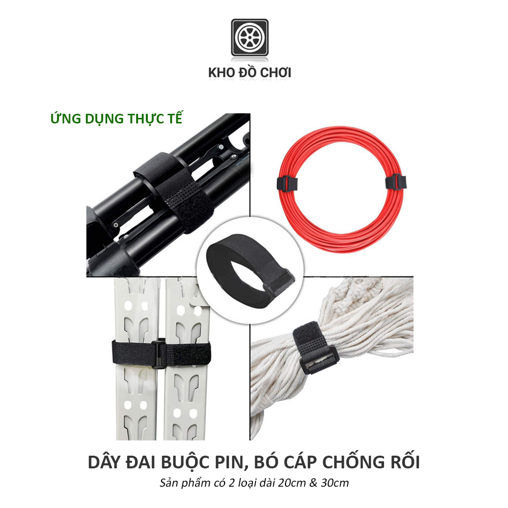 Dây đai dính buộc pin, bó dây cáp, dây điện chống rối (Dài 20, 30cm)
