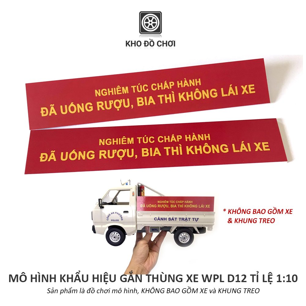 Mô hình 2 tấm khẩu hiệu gắn thùng xe WPL D12 tỉ lệ 1:10