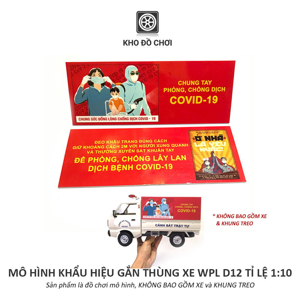 Mô hình 2 tấm khẩu hiệu gắn thùng xe WPL D12 tỉ lệ 1:10