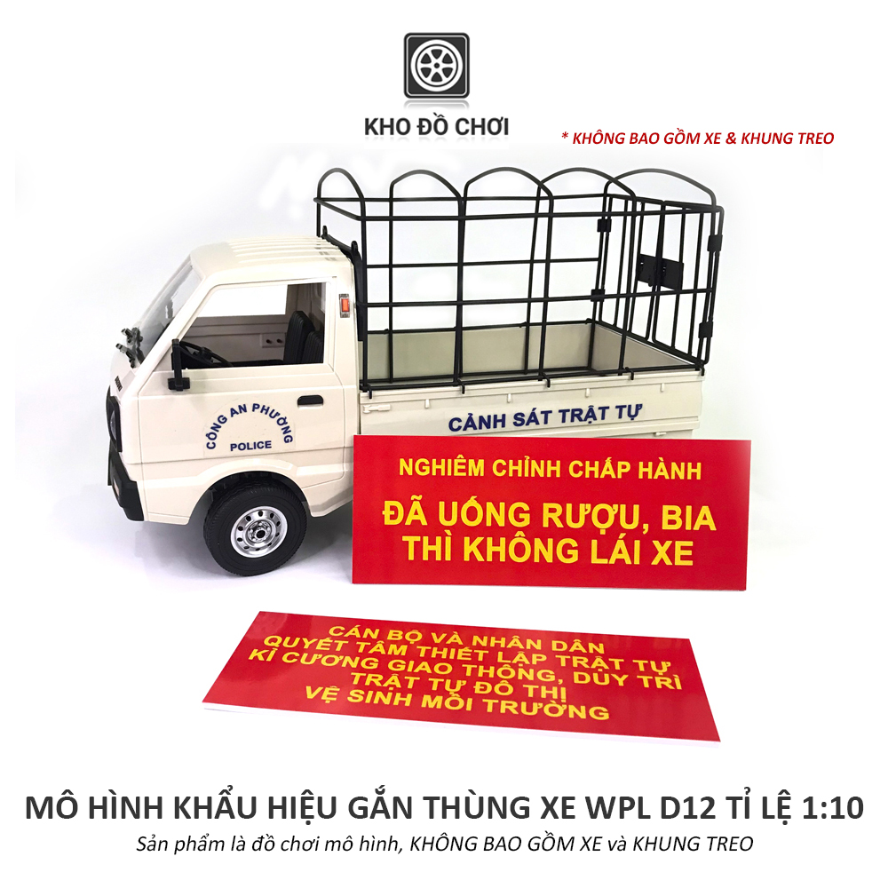 Mô hình 2 tấm khẩu hiệu gắn thùng xe WPL D12 tỉ lệ 1:10