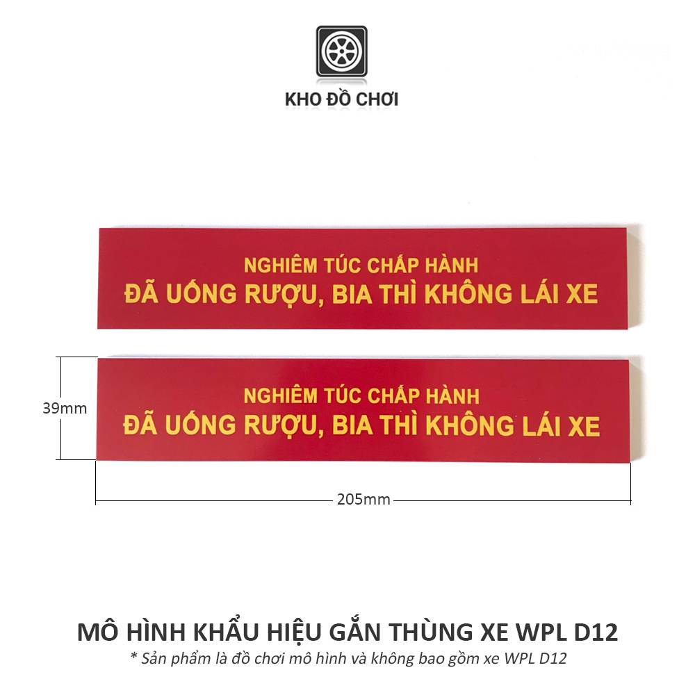Mô hình 2 tấm khẩu hiệu gắn thùng xe WPL D12 tỉ lệ 1:10