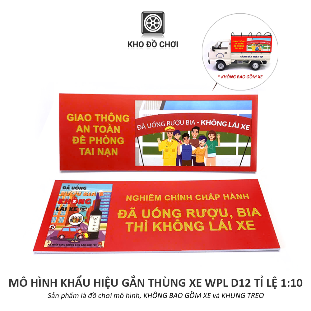Mô hình 2 tấm khẩu hiệu gắn thùng xe WPL D12 tỉ lệ 1:10