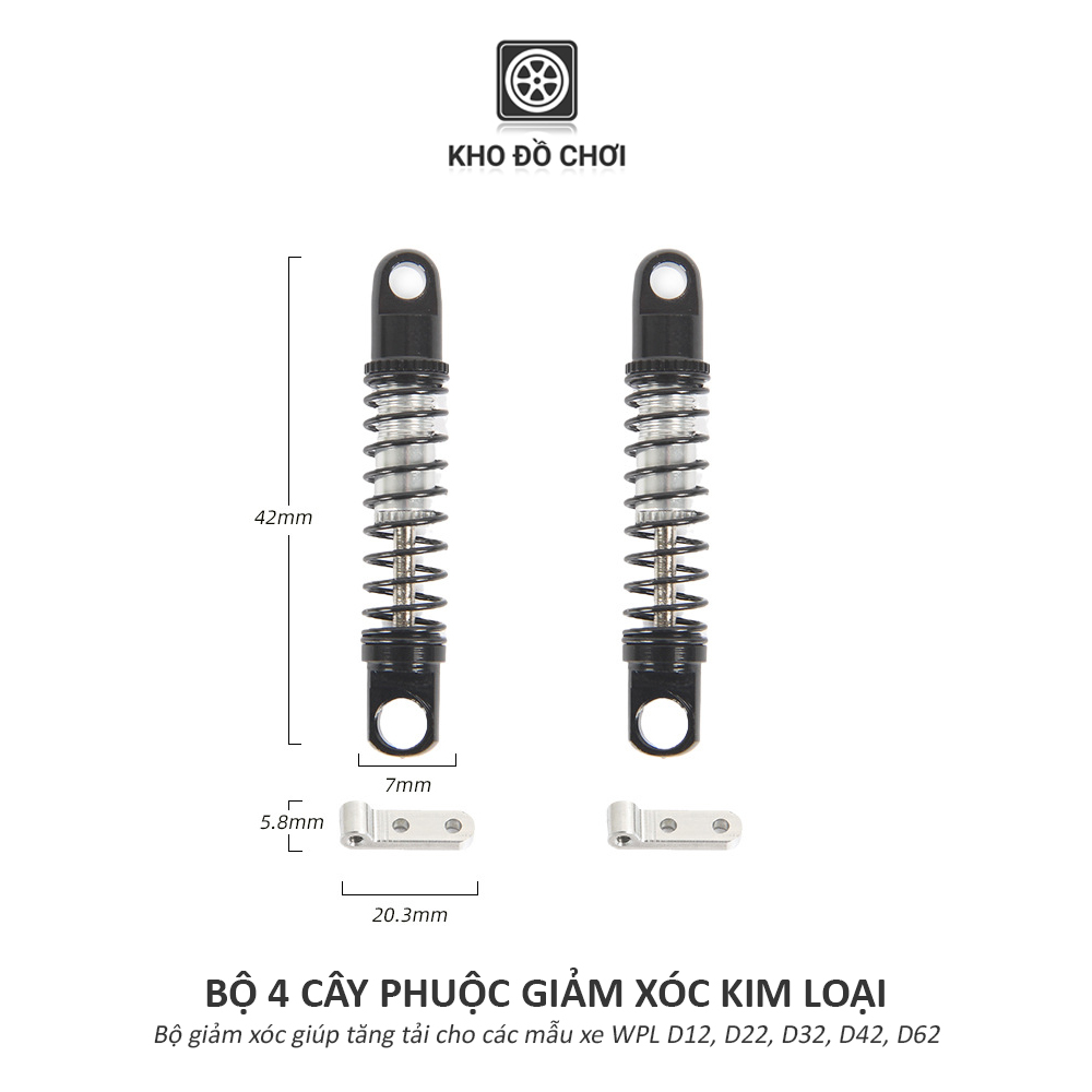 Bộ giảm xóc phuộc kim loại lắp cho xe WPL D12, D22, D32, D42, D62
