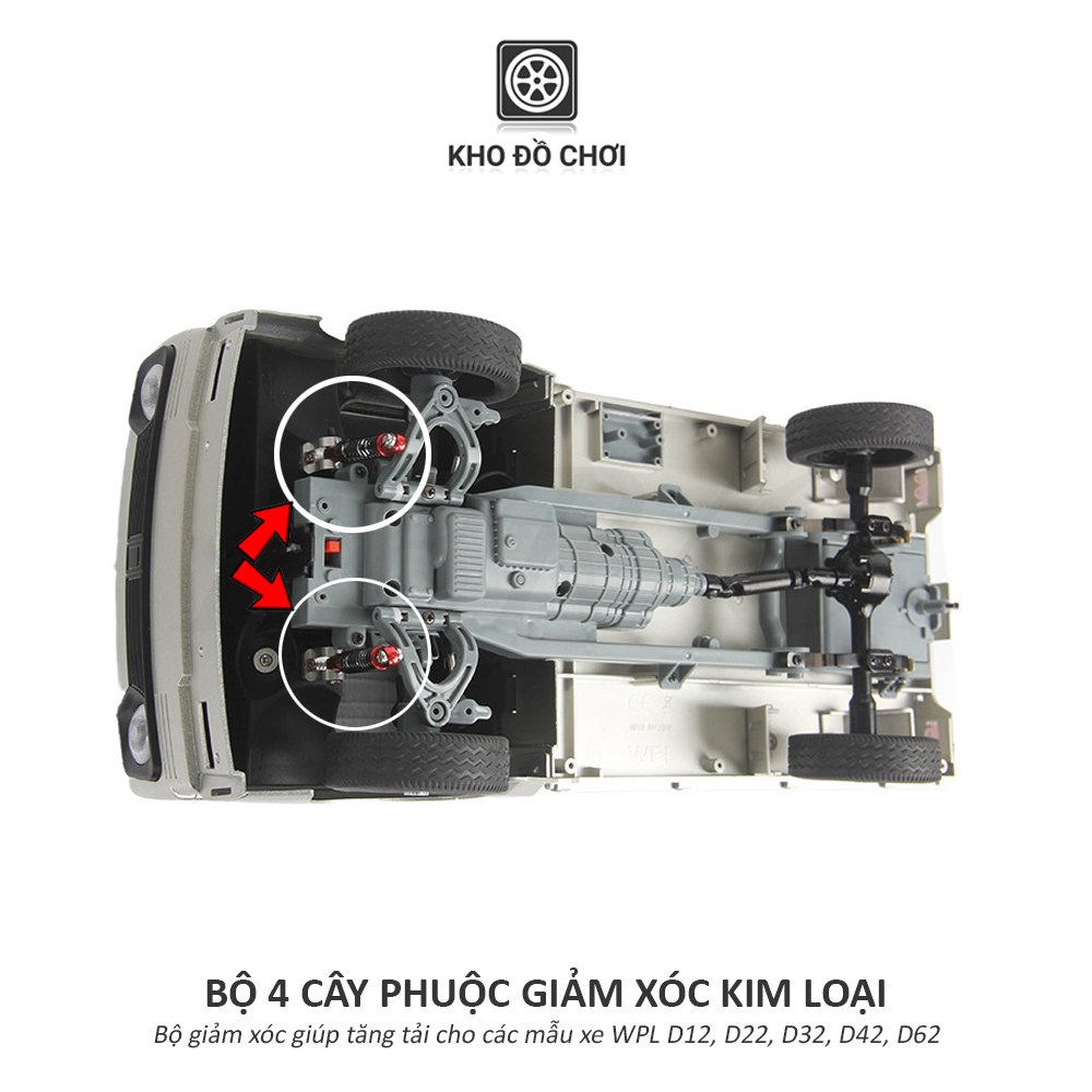 Bộ giảm xóc phuộc kim loại lắp cho xe WPL D12, D22, D32, D42, D62