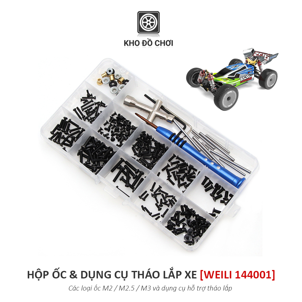 Hộp ốc vít và dụng cụ tháo lắp xe mô hình Weili 144001 tỉ lệ 1:14