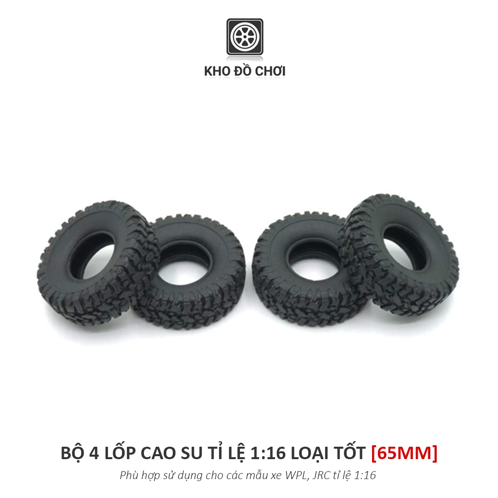 Bộ 4 chiếc lốp cao su lắp xe RC WPL, JJRC tỉ lệ 1:16 (Loại tốt)