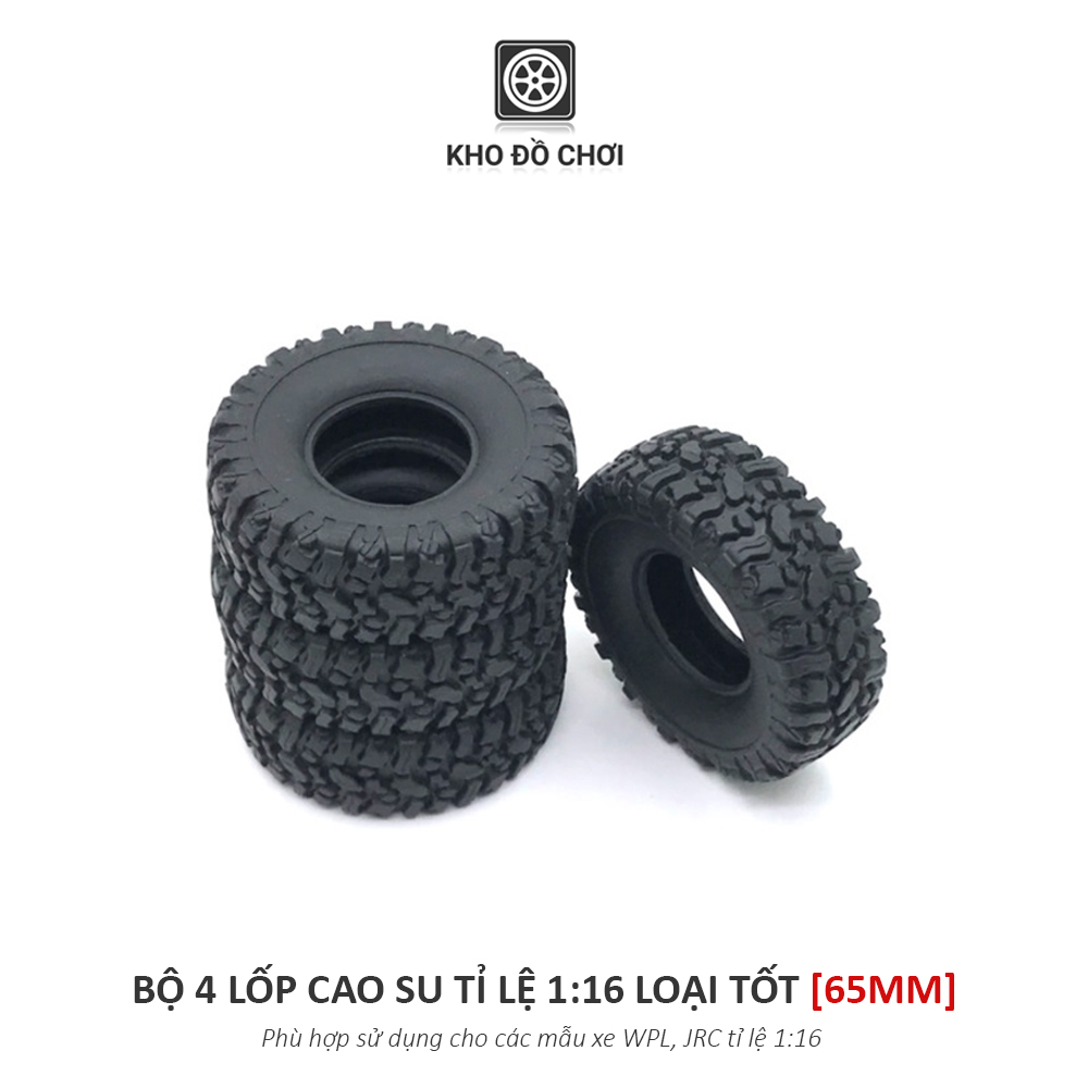 Bộ 4 chiếc lốp cao su lắp xe RC WPL, JJRC tỉ lệ 1:16 (Loại tốt)