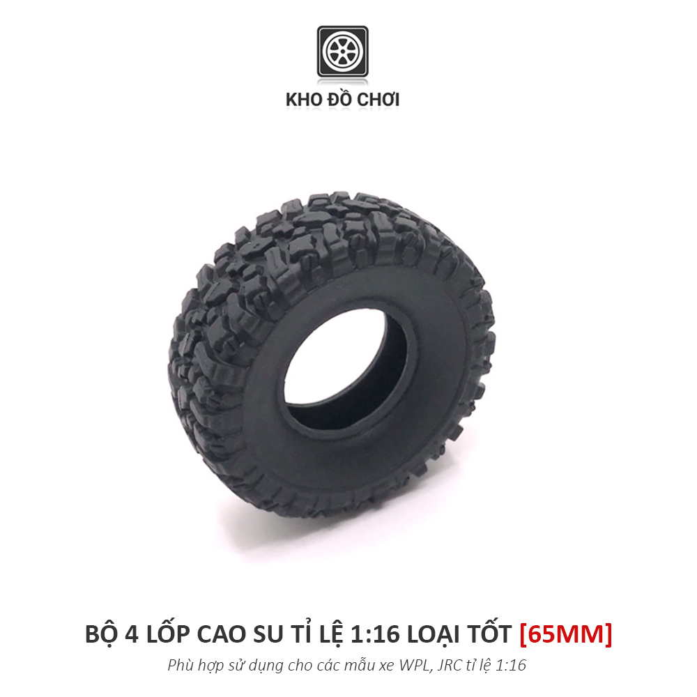 Bộ 4 chiếc lốp cao su lắp xe RC WPL, JJRC tỉ lệ 1:16 (Loại tốt)