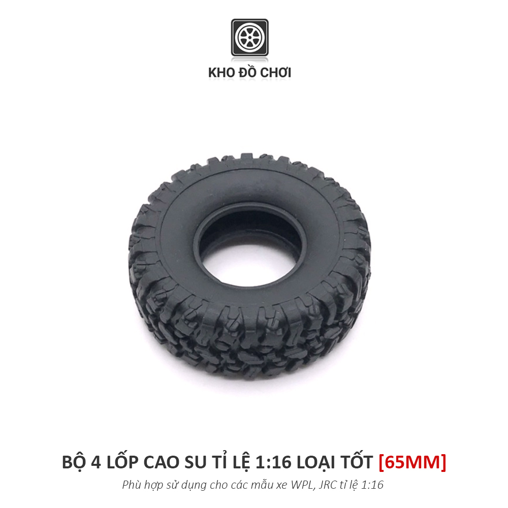 Bộ 4 chiếc lốp cao su lắp xe RC WPL, JJRC tỉ lệ 1:16 (Loại tốt)