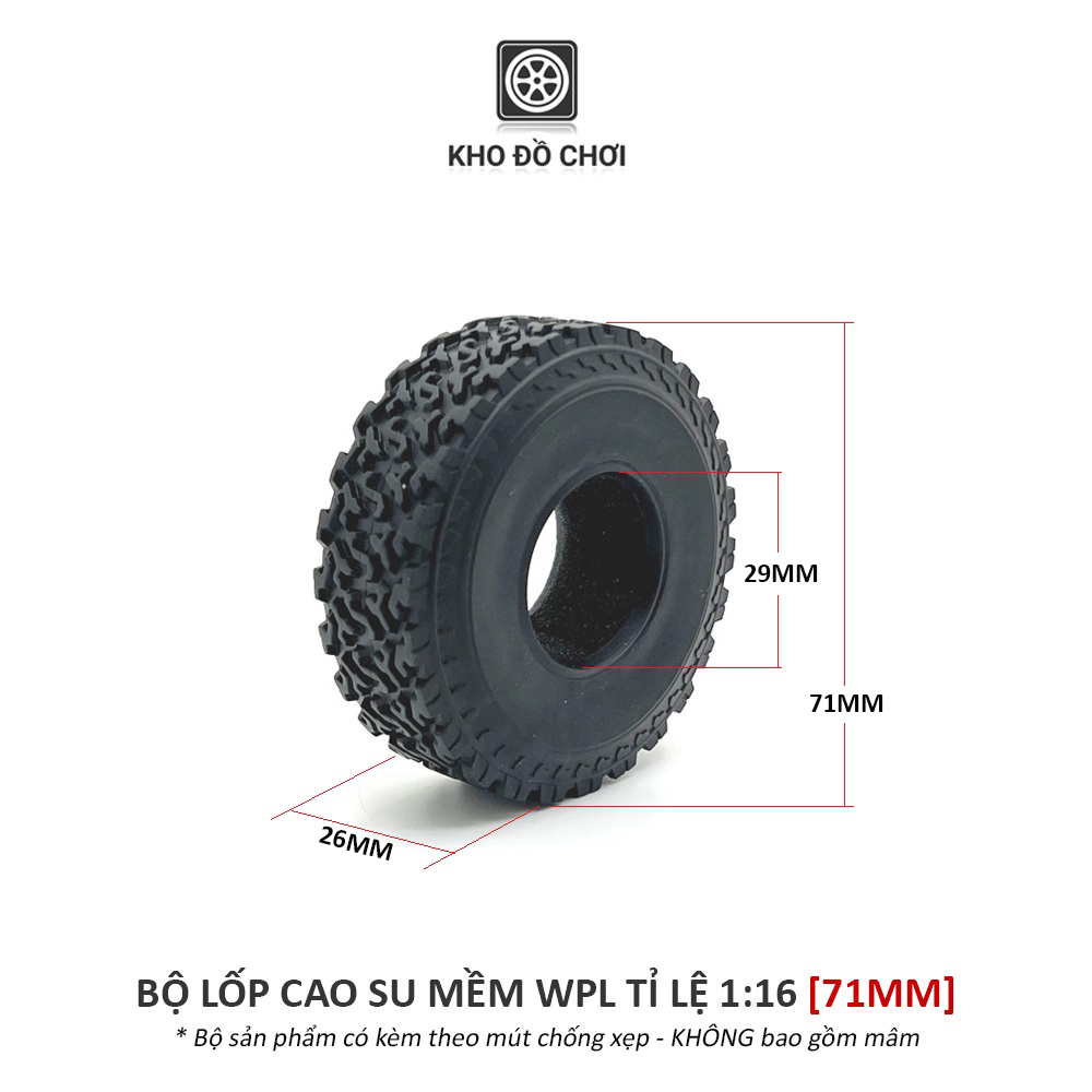 Bộ lốp cao su mềm WPL tỉ lệ 1:16 [71MM]