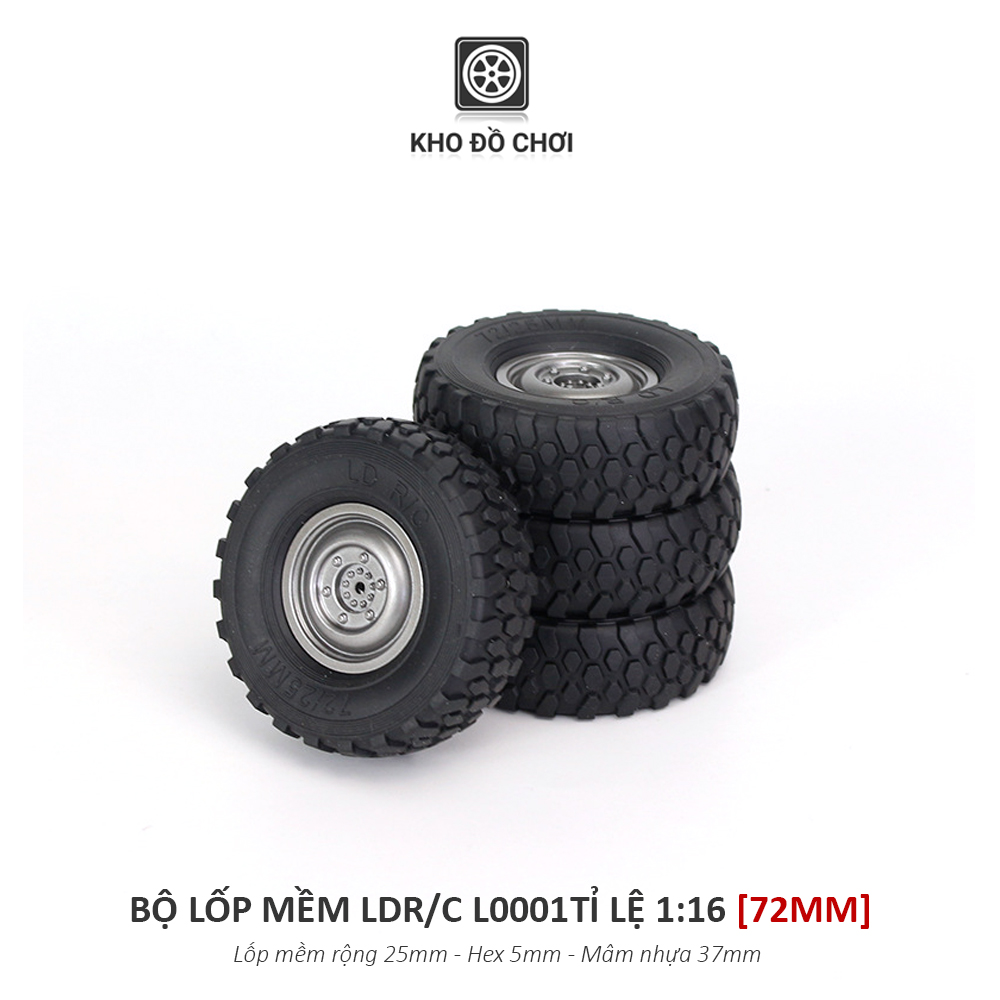 Bộ lốp mềm LDR/C L0001 72MM lắp cho xe tỉ lệ 1:16
