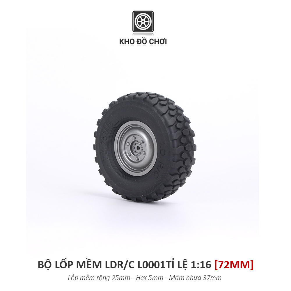 Bộ lốp mềm LDR/C L0001 72MM lắp cho xe tỉ lệ 1:16