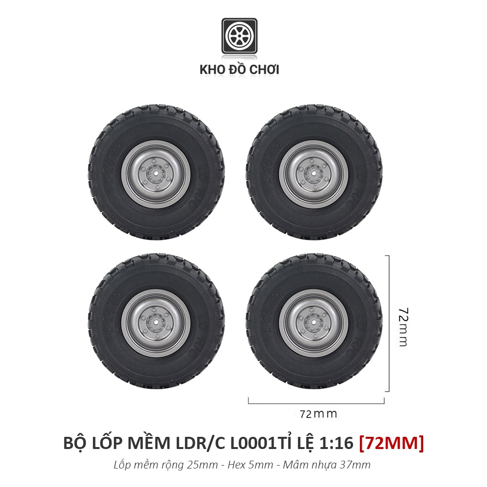 Bộ lốp mềm LDR/C L0001 72MM lắp cho xe tỉ lệ 1:16