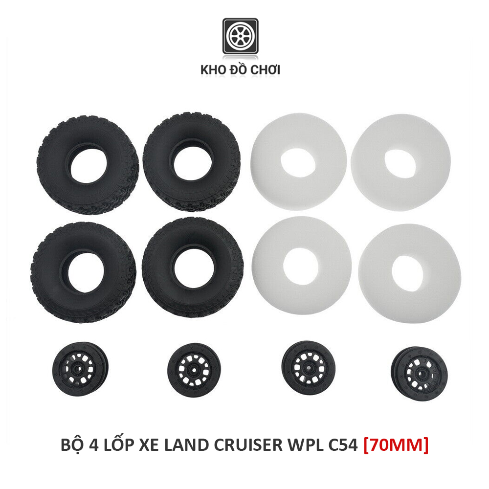 Bộ lốp xe Land Cruiser 70MM lắp cho xe WPL C54 tỉ lệ 1:16