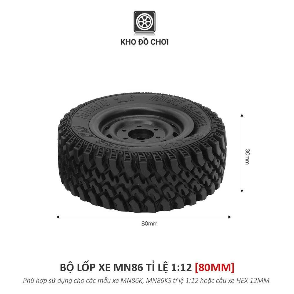 Bộ lốp xe MN86 tỉ lệ 1:12 - Mercedes G500 (80MM)