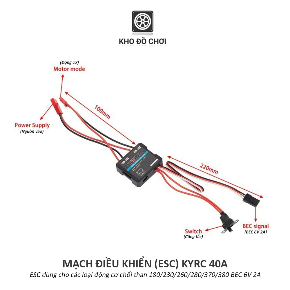 Mạch điều khiển ESC KYRC 40A Brushed (Động cơ chổi than)