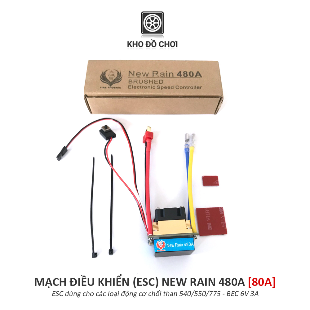 Mạch điều khiển ESC New Rain 480A (80A) - Động cơ chổi than 540/550/775