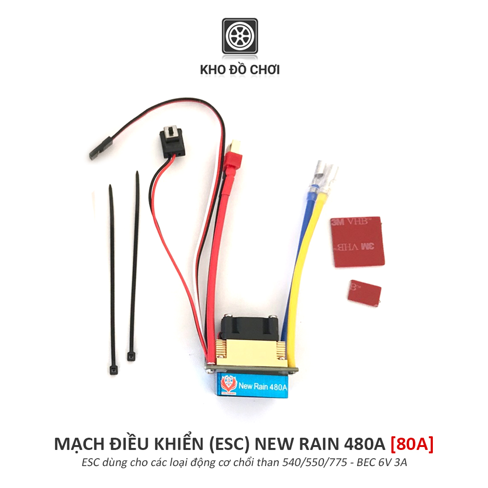 Mạch điều khiển ESC New Rain 480A (80A) - Động cơ chổi than 540/550/775