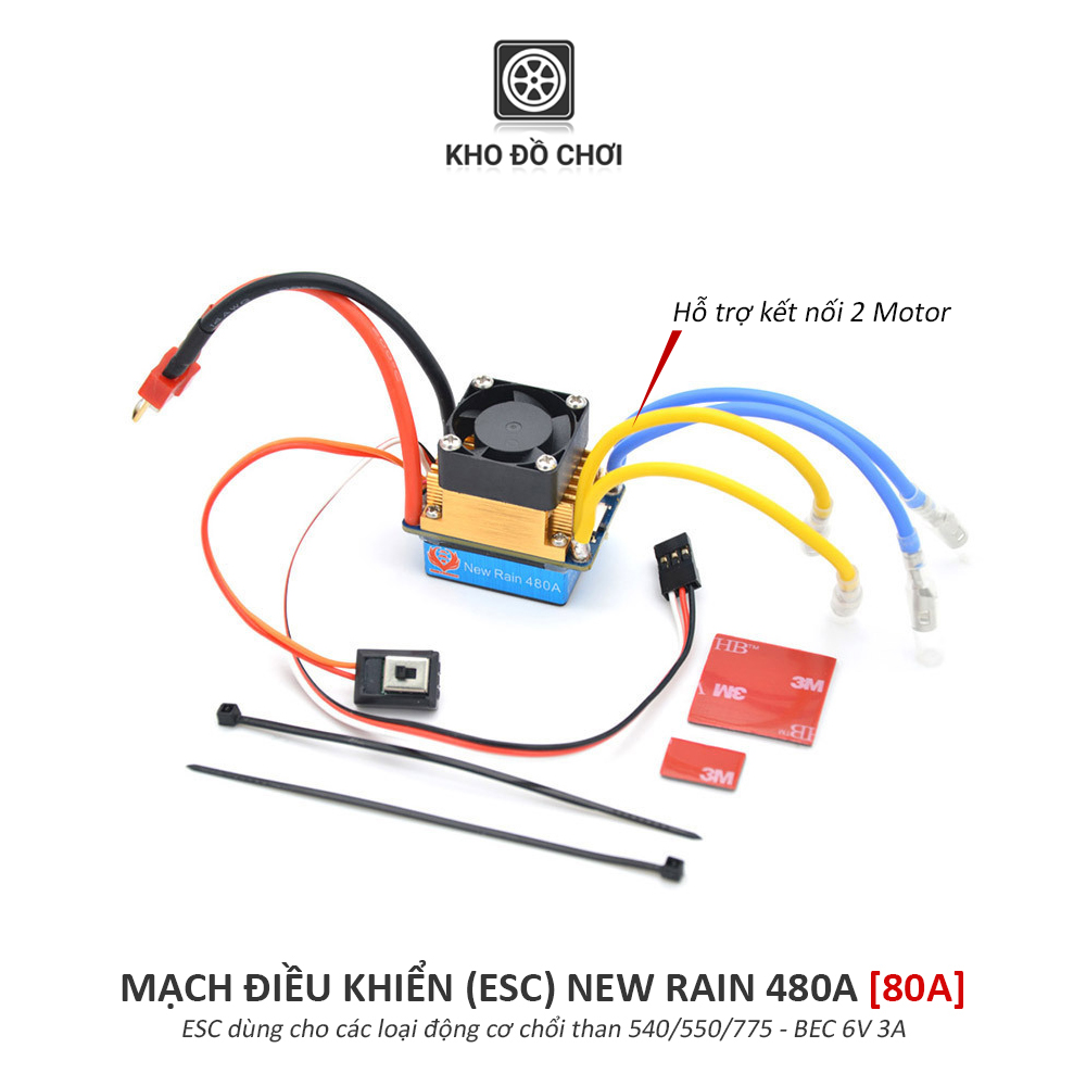 Mạch điều khiển ESC New Rain 480A (80A) - Động cơ chổi than 540/550/775