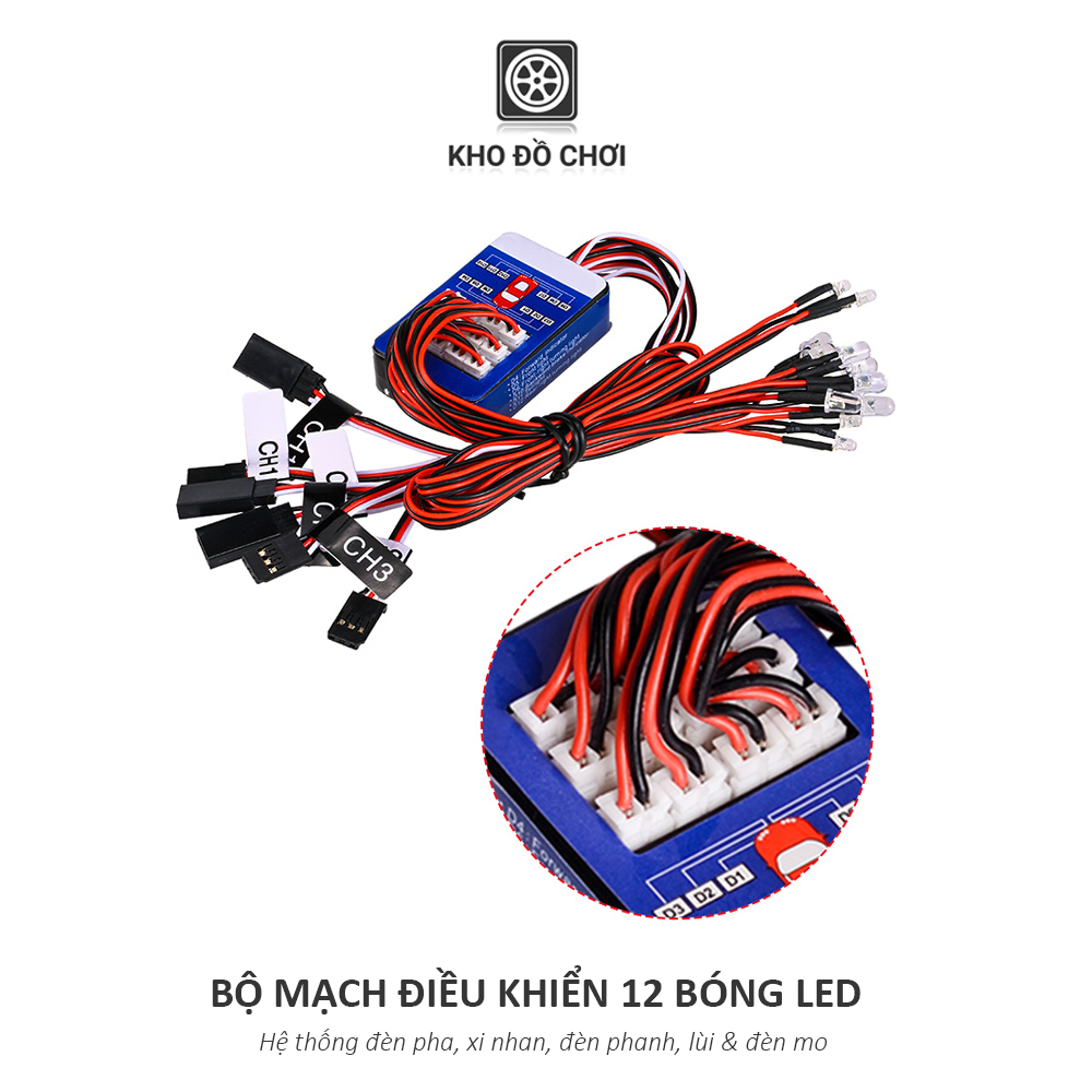 Bộ mạch điều khiển 12 bóng đèn Led lắp cho xe RC