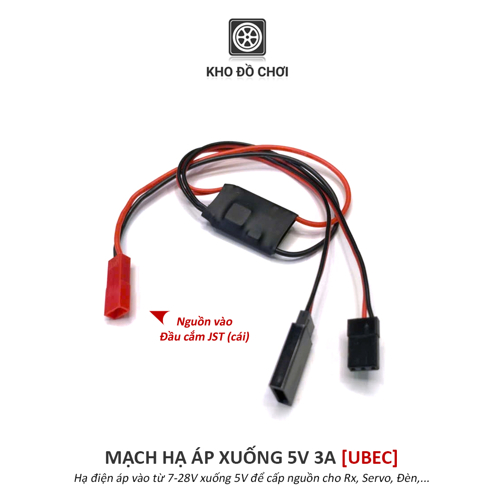 Mạch hạ áp nguồn điện 7-28V ra 5V 3A, jack cấp nguồn JST/T (UBEC)