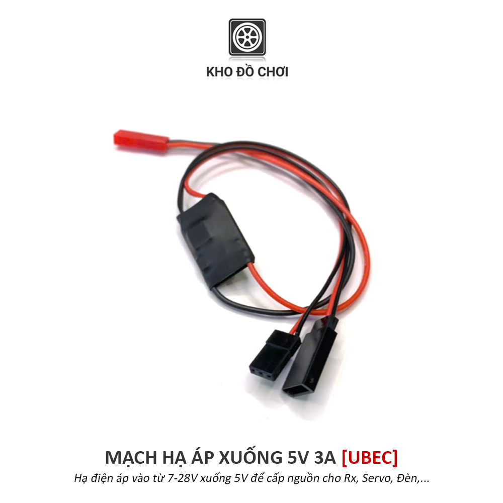 Mạch hạ áp nguồn điện 7-28V ra 5V 3A, jack cấp nguồn JST/T (UBEC)