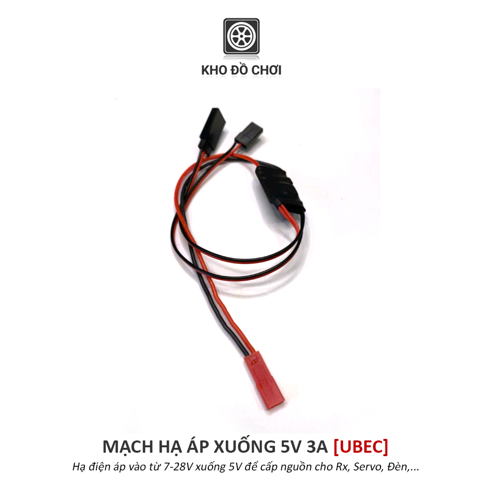 Mạch hạ áp nguồn điện 7-28V ra 5V 3A, jack cấp nguồn JST/T (UBEC)