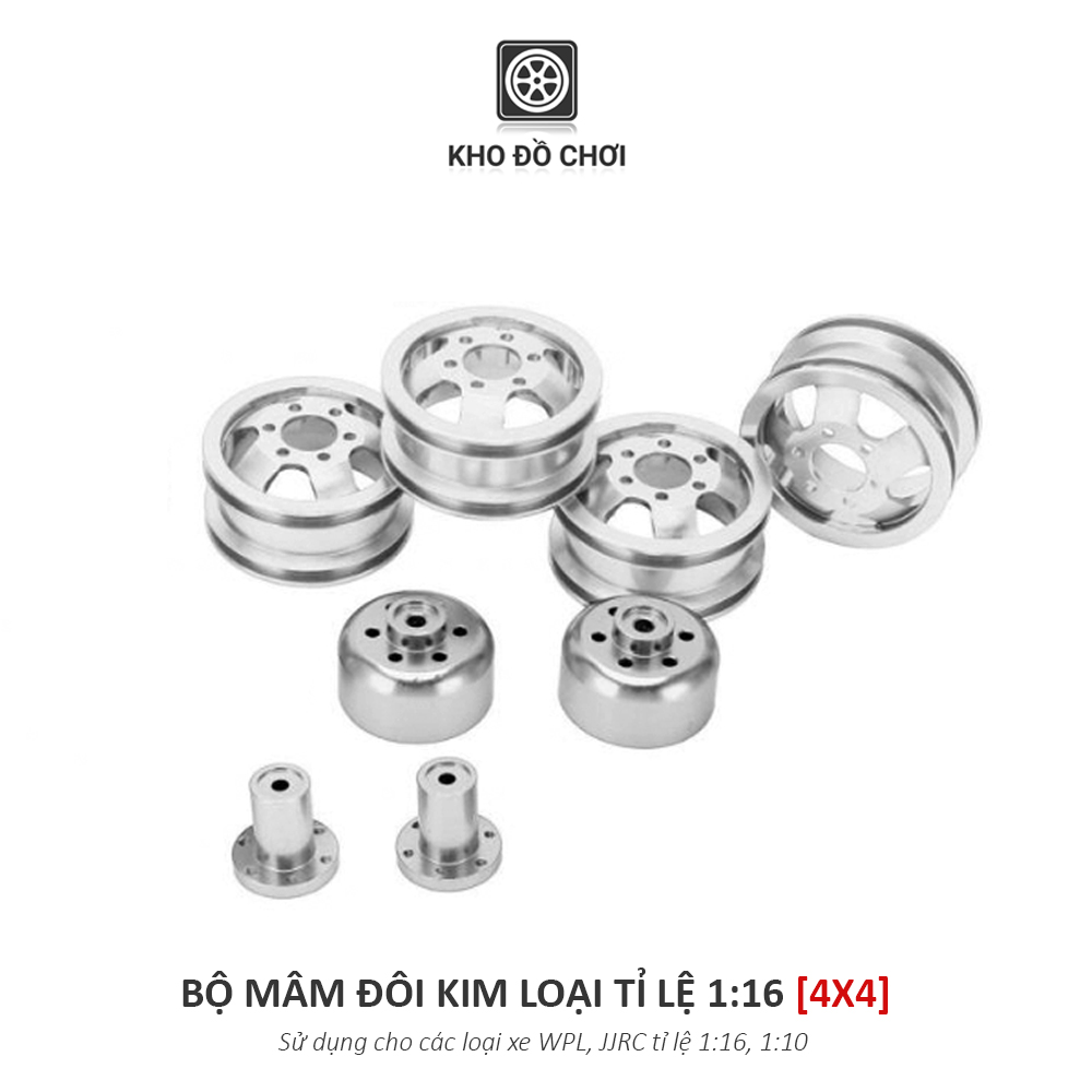 Bộ mâm đôi kim loại lắp cho xe WPL, JJRC tỉ lệ 1:16