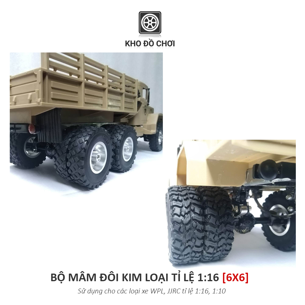 Bộ mâm đôi kim loại lắp cho xe WPL, JJRC tỉ lệ 1:16