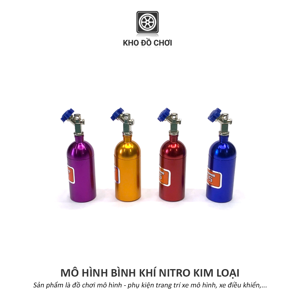 Mô hình bình khí Nitrogen kim loại tỉ lệ 1:10 - phụ kiện trang trí xe RC