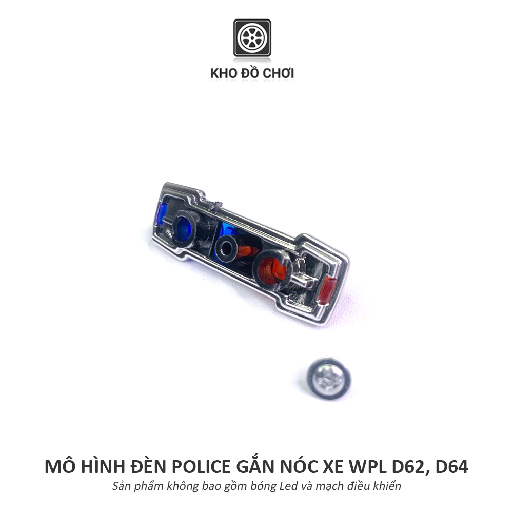 Mô hình đèn Police gắn nóc xe WPL D62, D64 tỉ lệ 1:16