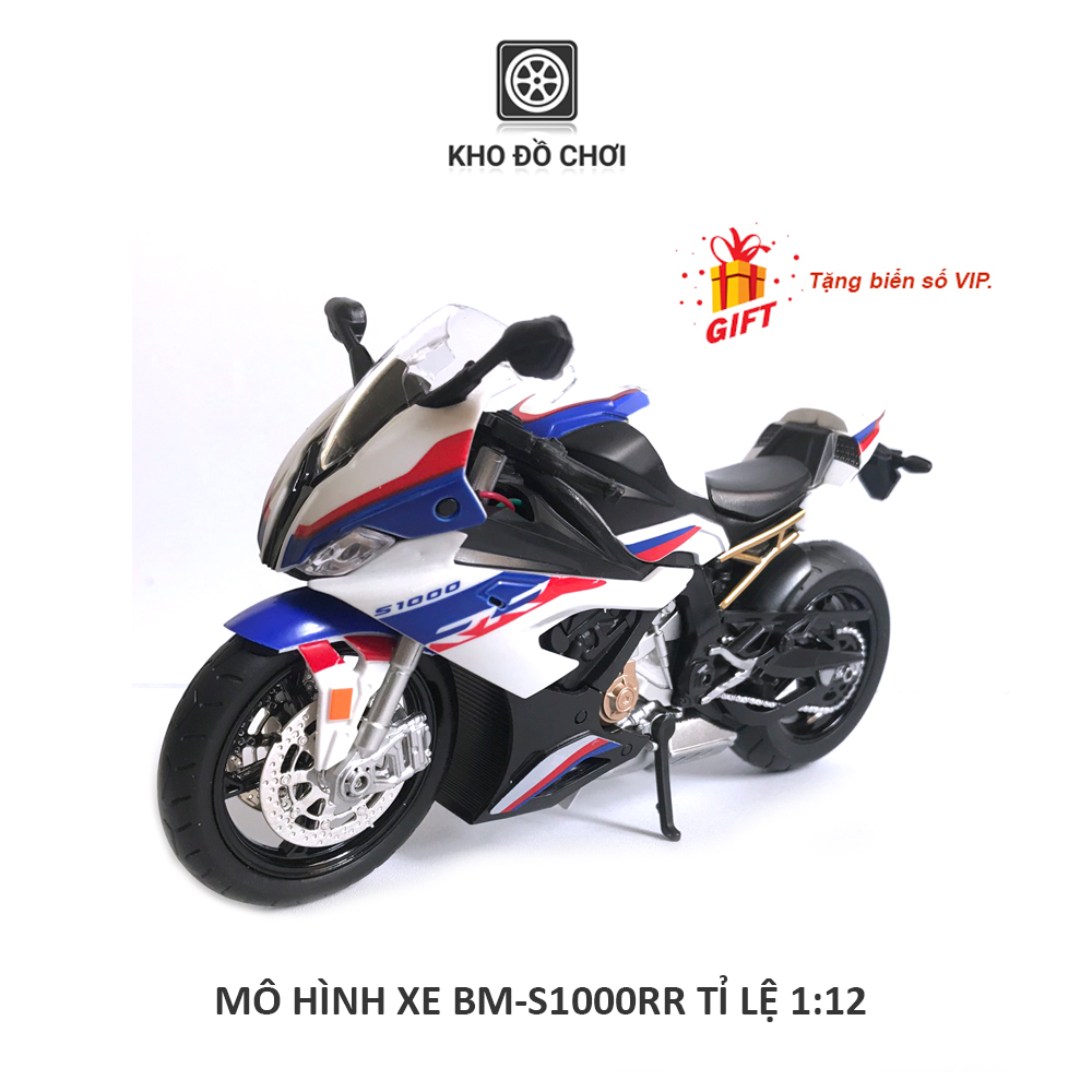 Mô hình xe motor phân khối lớn BM-S1000RR tỉ lệ 1:12 (Có đèn) [TẶNG BIỂN ĐẸP]