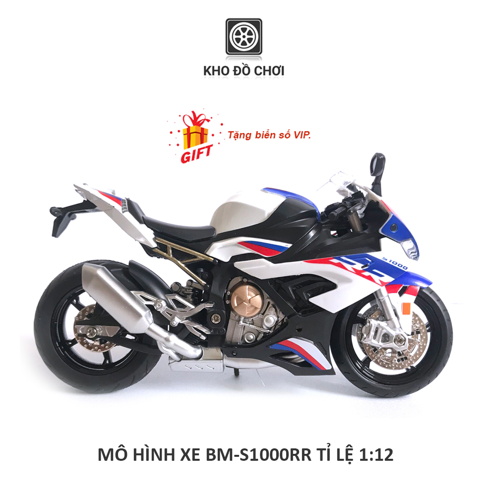 Mô hình xe motor phân khối lớn BM-S1000RR tỉ lệ 1:12 (Có đèn) [TẶNG BIỂN ĐẸP]