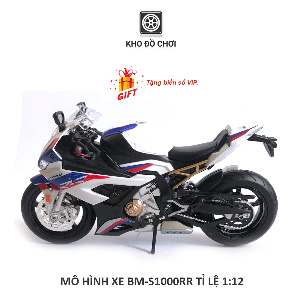 Mô hình xe motor phân khối lớn BM-S1000RR tỉ lệ 1:12 (Có đèn) [TẶNG BIỂN ĐẸP]