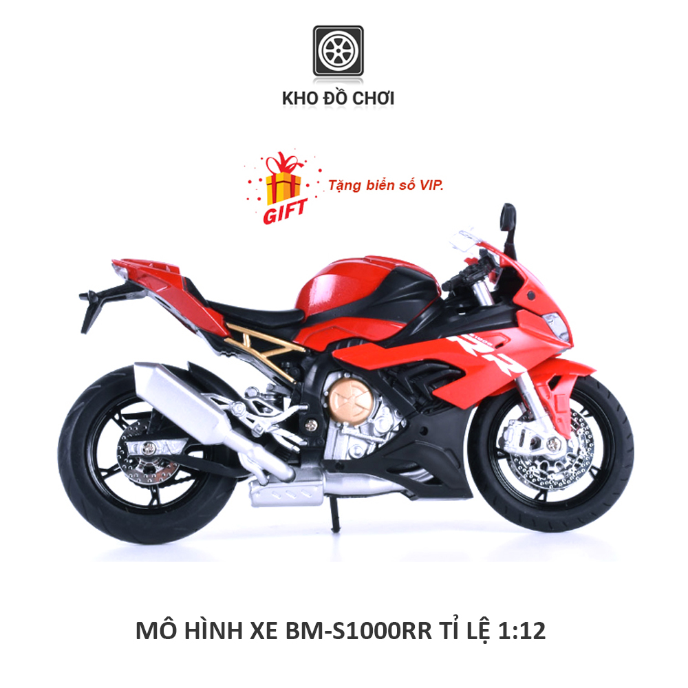 Mô hình xe motor phân khối lớn BM-S1000RR tỉ lệ 1:12 (Có đèn) [TẶNG BIỂN ĐẸP]