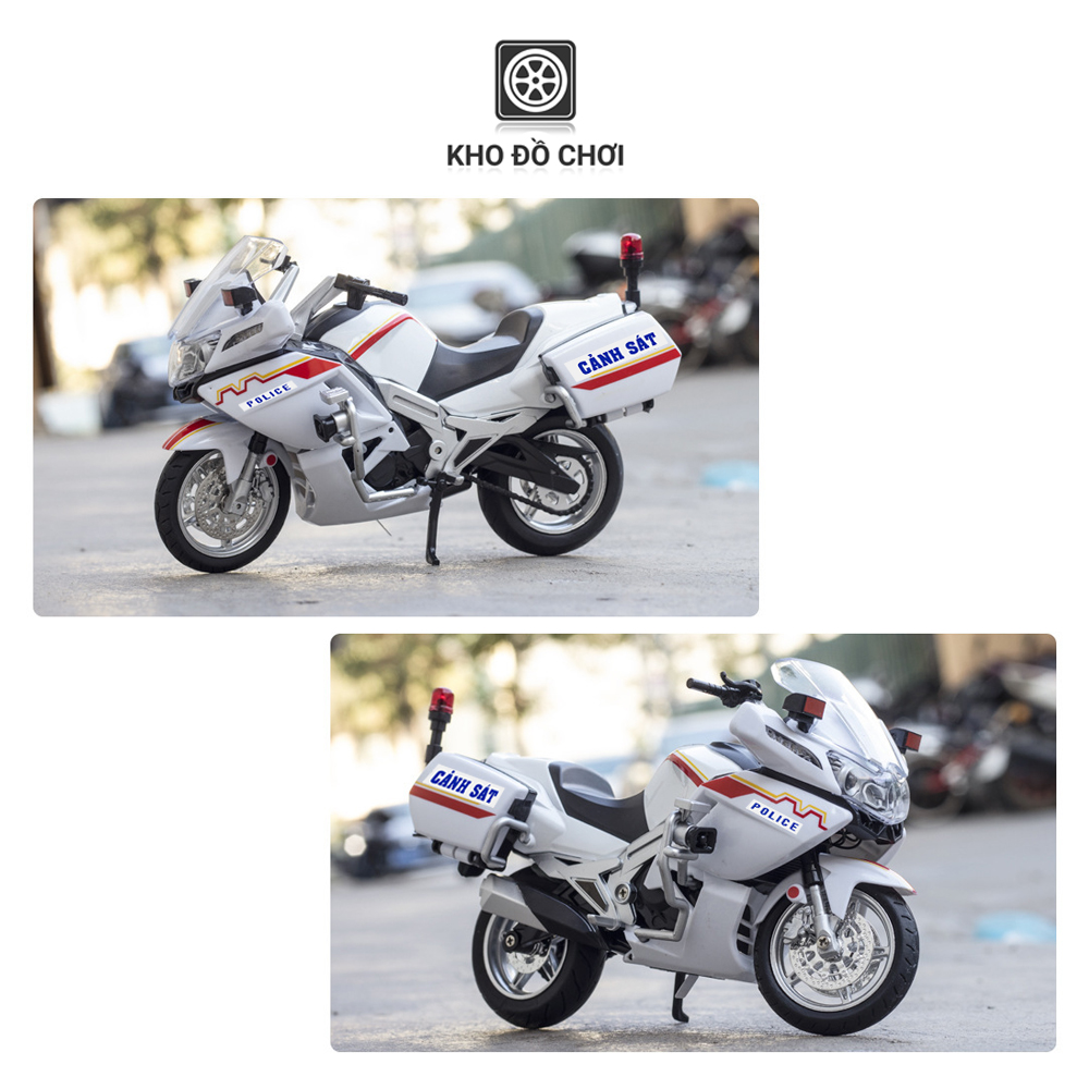 Mô hình xe Motor cảnh sát HYMOTO POLICE tỉ lệ 1:12 (Có đèn & Còi hụ)