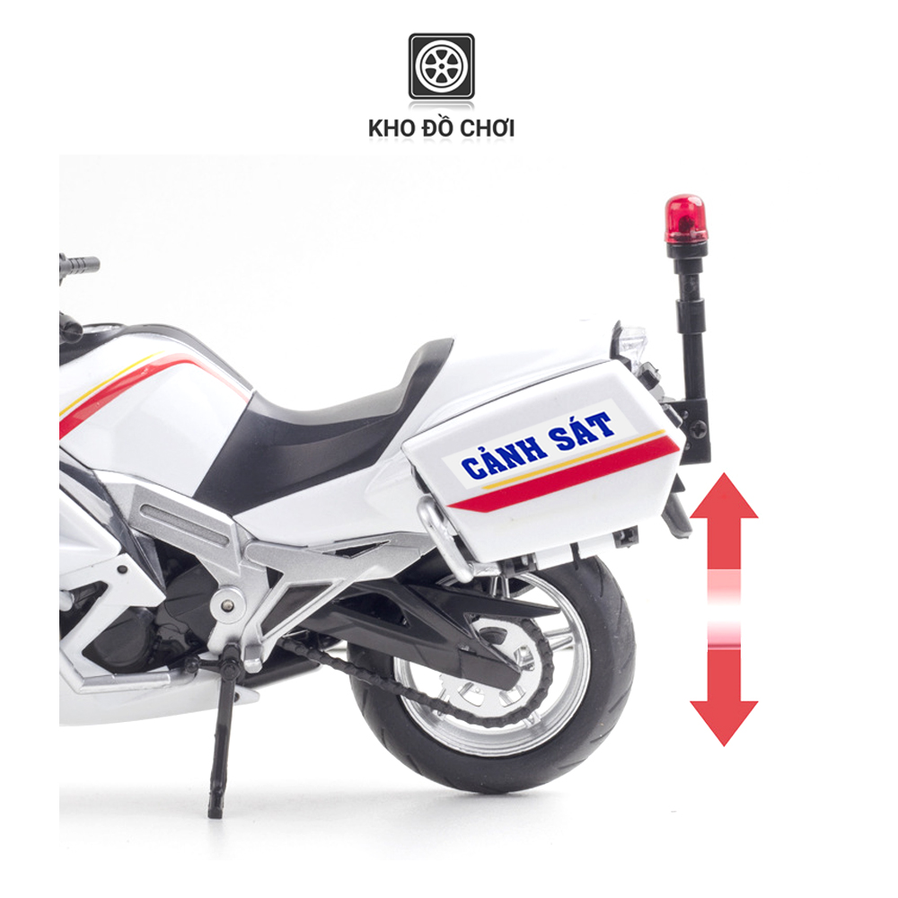 Mô hình xe Motor cảnh sát HYMOTO POLICE tỉ lệ 1:12 (Có đèn & Còi hụ)
