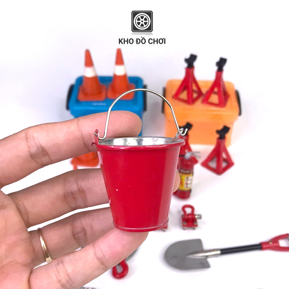 Mô hình xô kim loại - phụ kiện trang trí xe RC