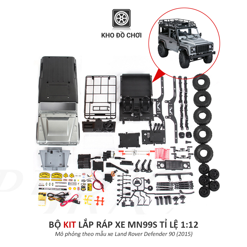 KIT lắp ráp xe MN99s - Land Rover Defender 90 4x4 tỉ lệ 1:12 [TẶNG BIỂN + STICKER]