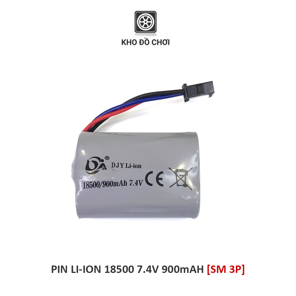 Pin Li-ion 18500 7.4v 900mAH Jack SM 3P